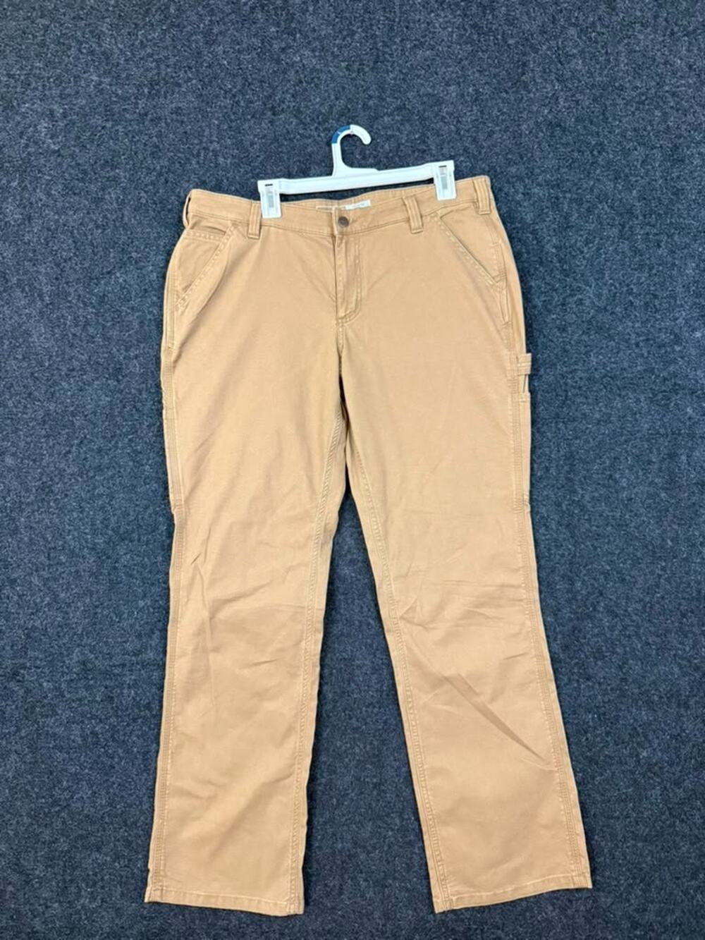 Carhartt Womens 16 Regular Rugged Flex Loose Fit Canvas Work Pants Brown